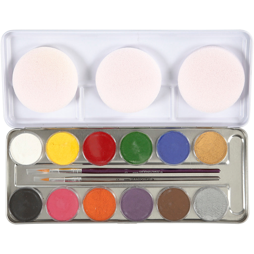 Eulenspiegel face paint, various colors, 12 colors 1 set