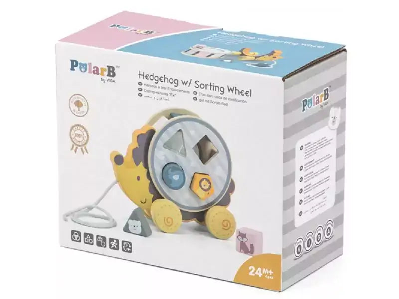 Oku polarb wooden hedgehog shape sorter pull figure