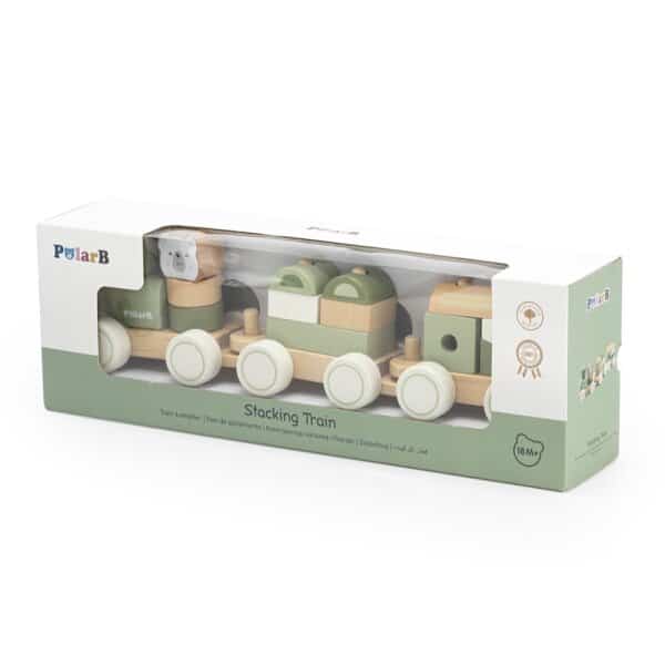 Oku polar b wooden stacking train with 2 wagons