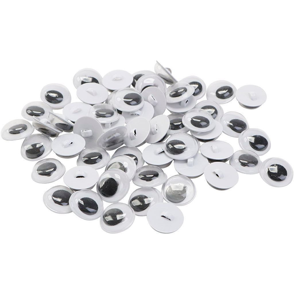 Creativ company wiggly eyes, sew on, size 10 mm, 50 pairs, 100 pieces 1 bag