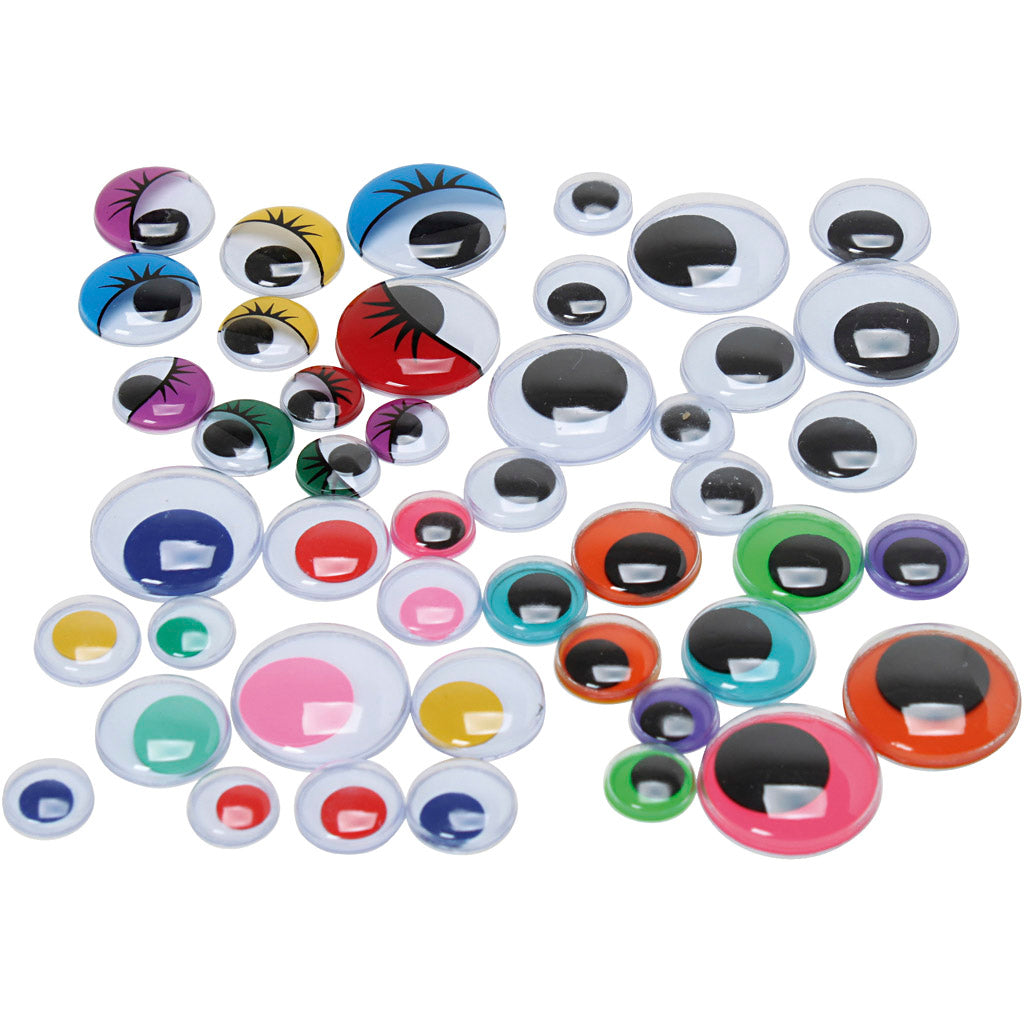 Creativ company wiggly eyes, size 9,5-19 mm, 4 units, 500 pieces 1 box