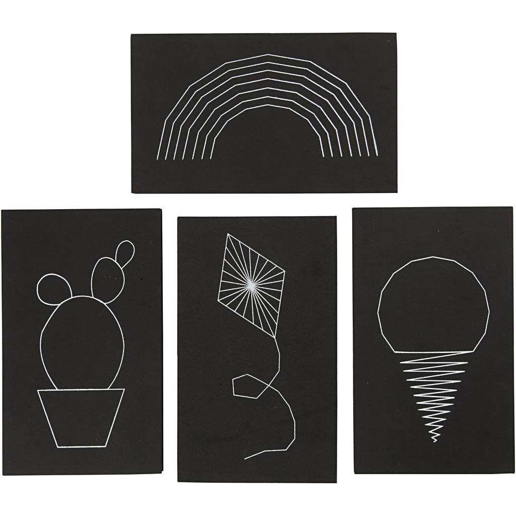 Creativ company string art, size 20x12 cm, thickness 10 mm, black, 16 pieces in a box