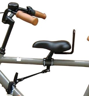 Saddle child seat on tube men's bicycle