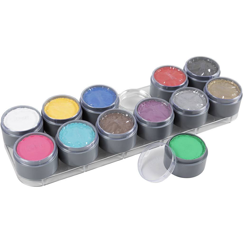 Grimas schmink - schminkpalet, diverse kleuren, 12x15 ml 1 stuk