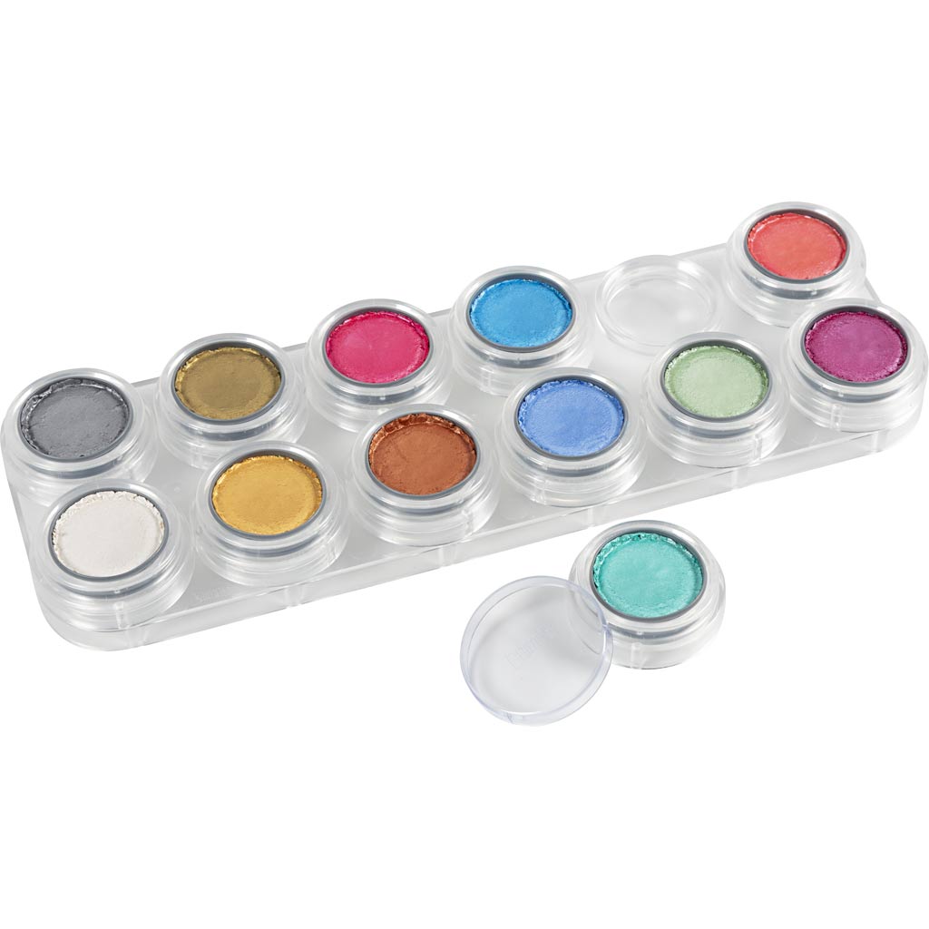 Grimas schmink - schminkpalet, parelmoer kleuren, 12x2.50 ml 1 stuk