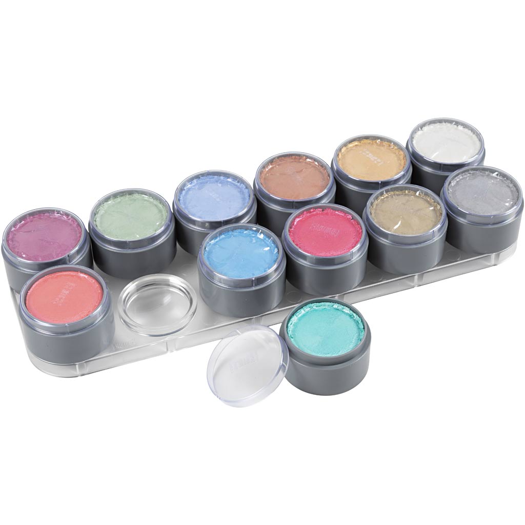 Grimas schmink - schminkpalet, parelmoer kleuren, 12x15 ml 1 stuk