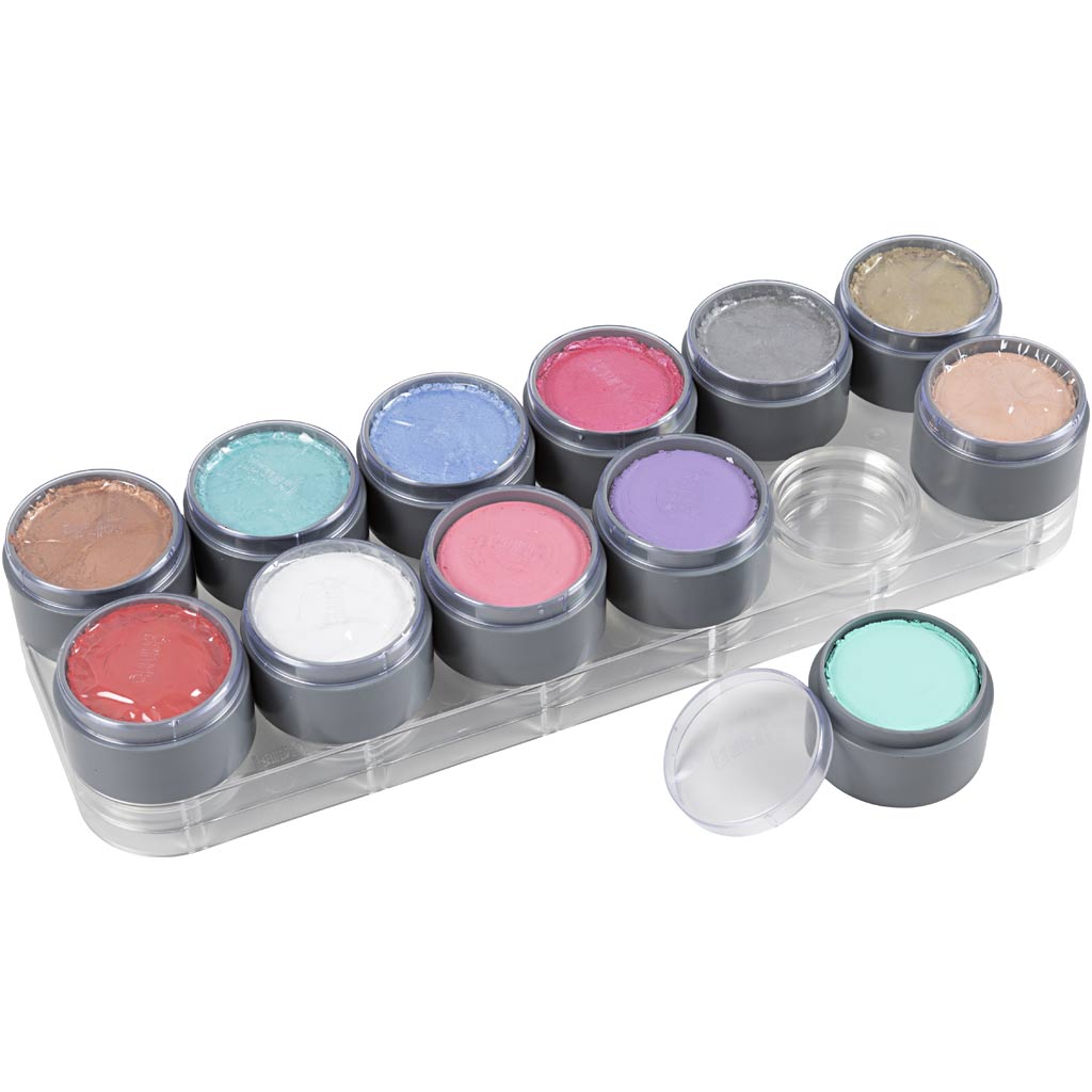 Grimas schmink - schminkpalet, diverse kleuren, 12x15 ml 1 stuk