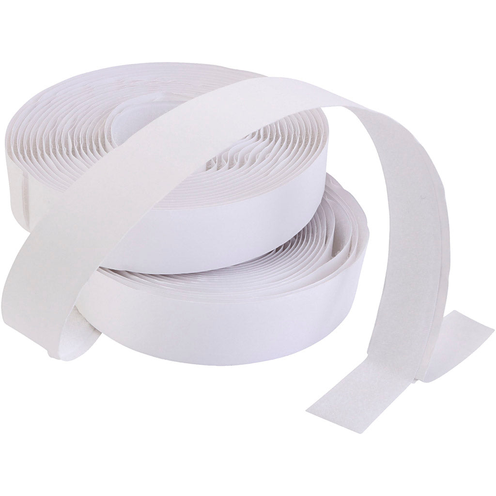 Velcro, self-adhesive, thickness 2 cm, white, 25 m 1 box