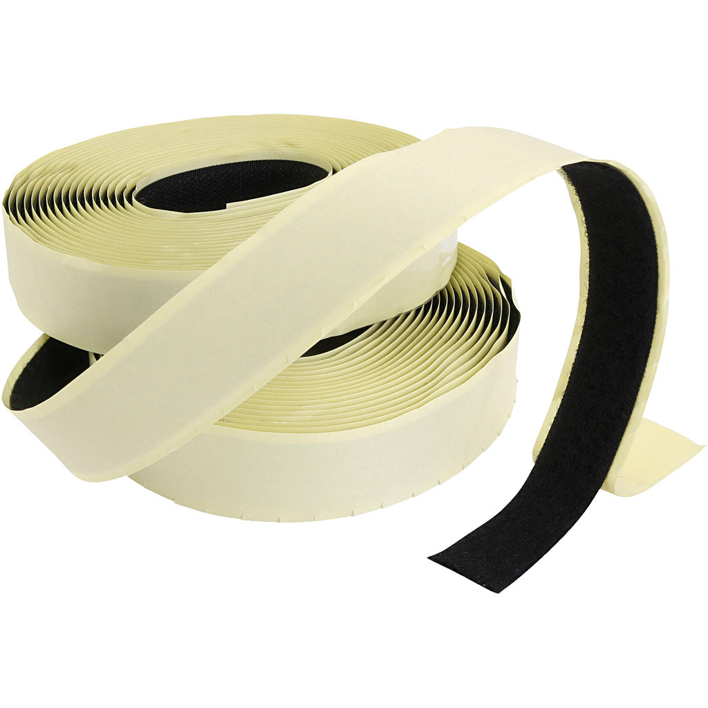 Velcro, self-adhesive, thickness 2 cm, black, 25 m 1 box