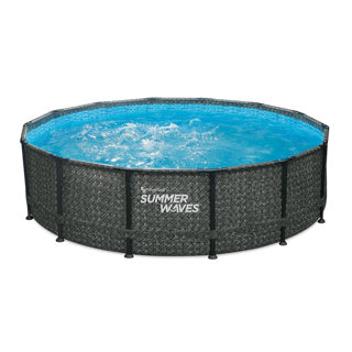 Summer Waves Swimming pool Elite Frame 427 x 107 cm Dark Herringbone + Filter pump