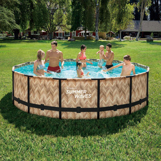 Sommerbølger Swimming Pool Elite Frame 427 x 107 cm lys egetræ