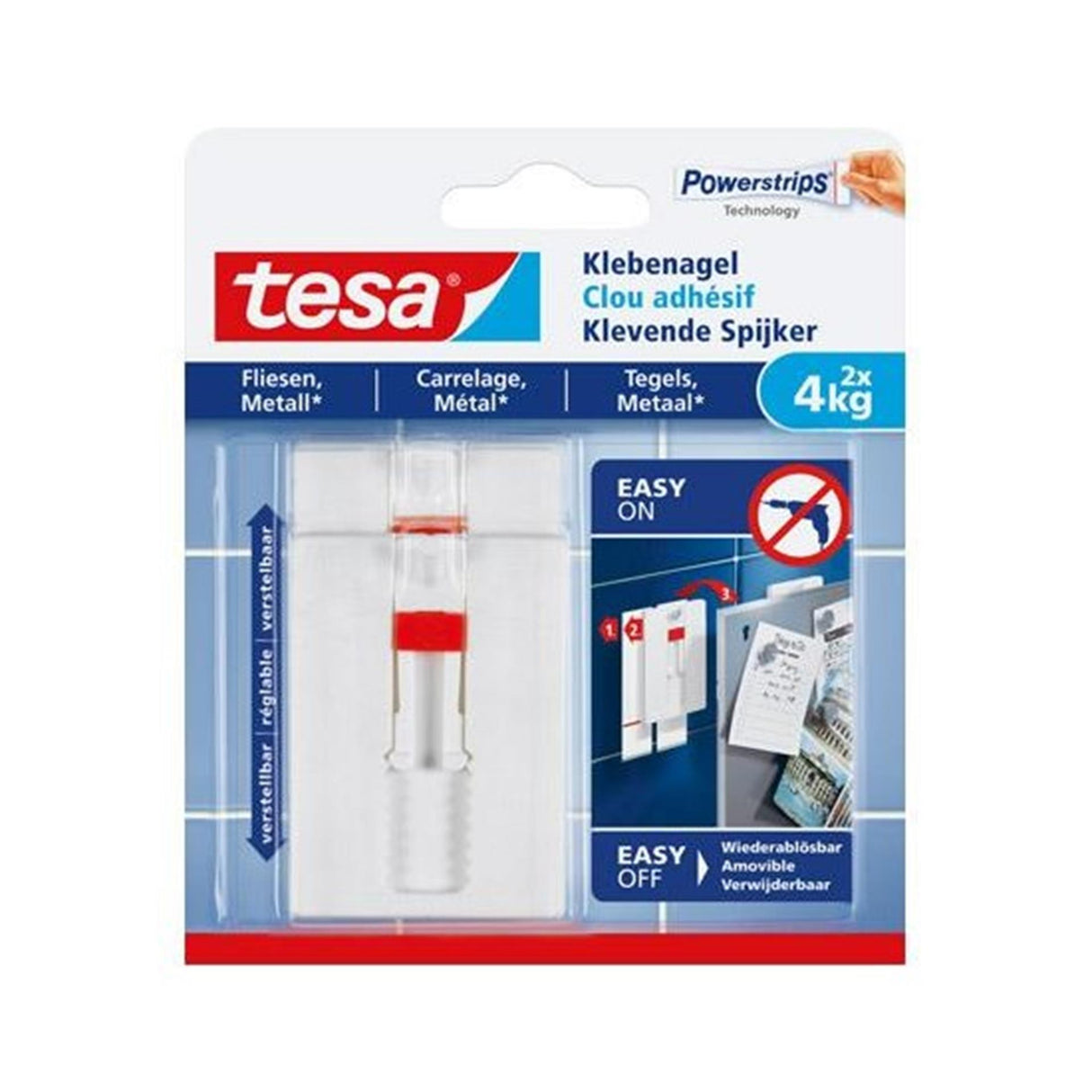 Tesa nastaviteľný nalepovací klinec 2x4kg