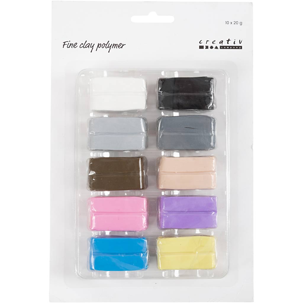 Creativ company fine polymer clay, pastel colors, 10x20 gr 1 box
