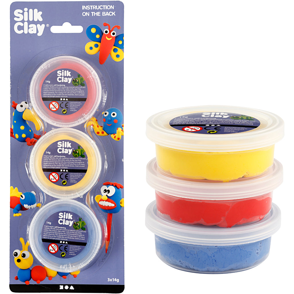 Silk clay ®, blue, red, yellow, 3x14 gr 1 box