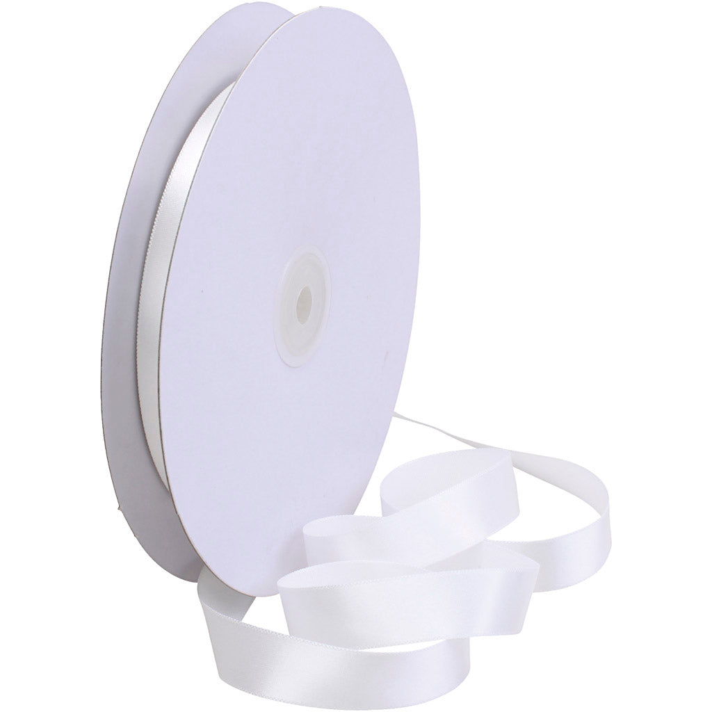 Creativ company satin ribbon, w: 15 mm, white, 50 m 1 roll