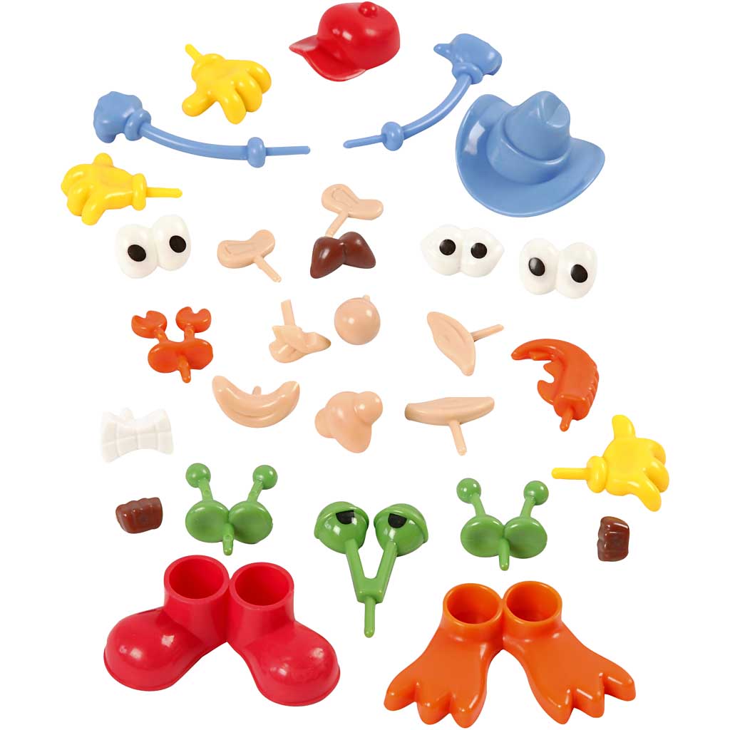 Creativ company body parts, size 0.8-6.8 cm, various colours, 26 pieces in 1 box
