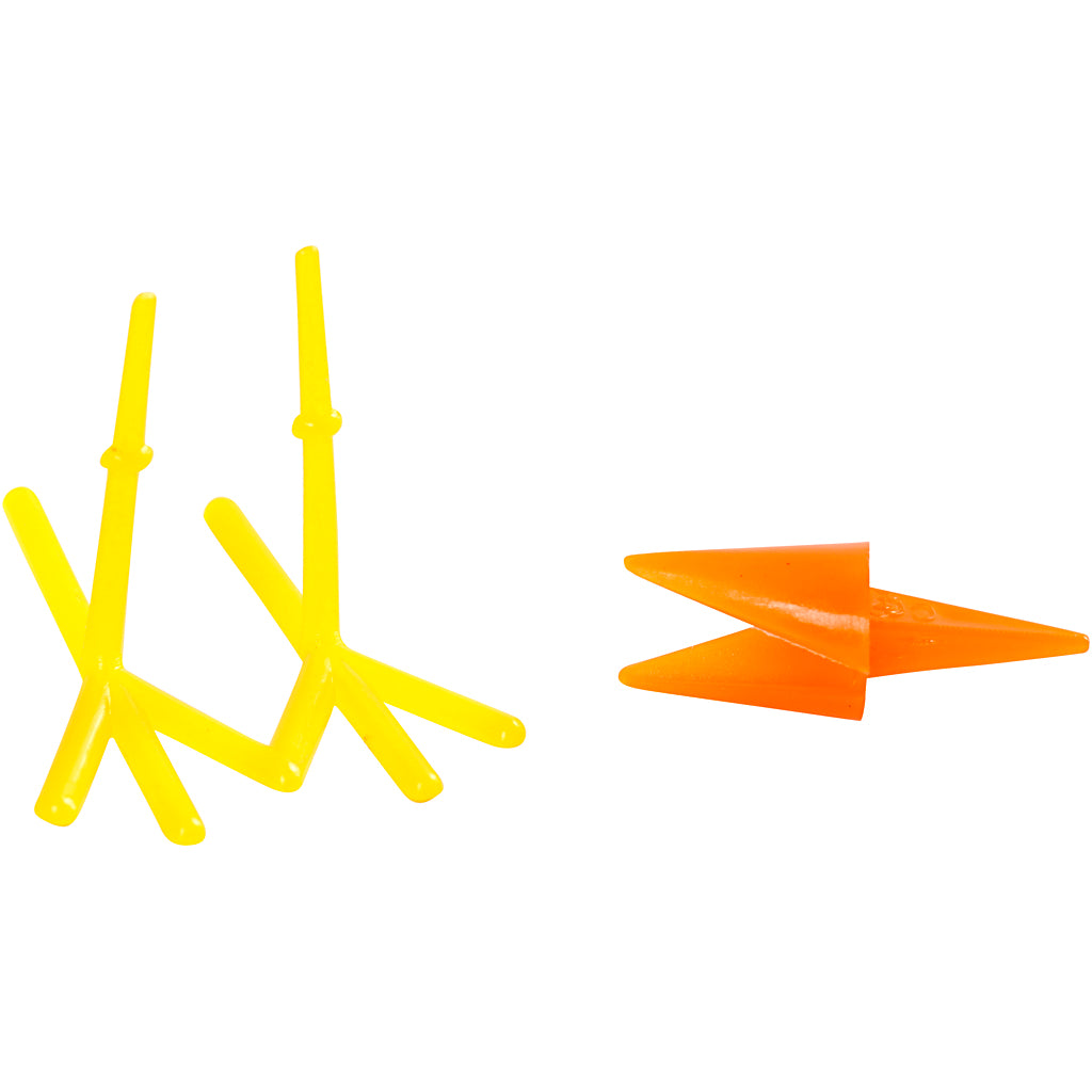 Creativ company chicken beaks and feet, h: 28 mm, l: 30+37 mm, orange, yellow, 8 sets 1 box