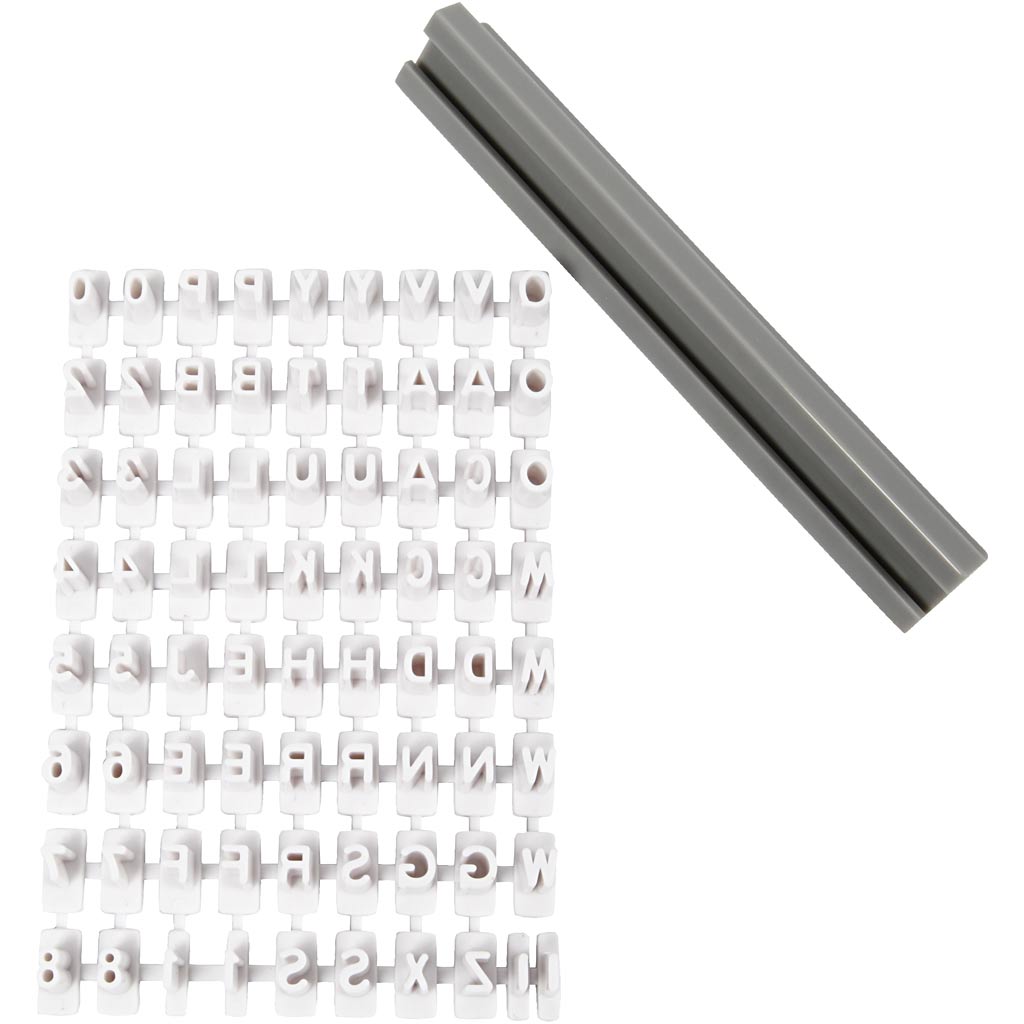 Creativ company rubber stamp set, letters, numbers, h: 6 mm, white, 1 set