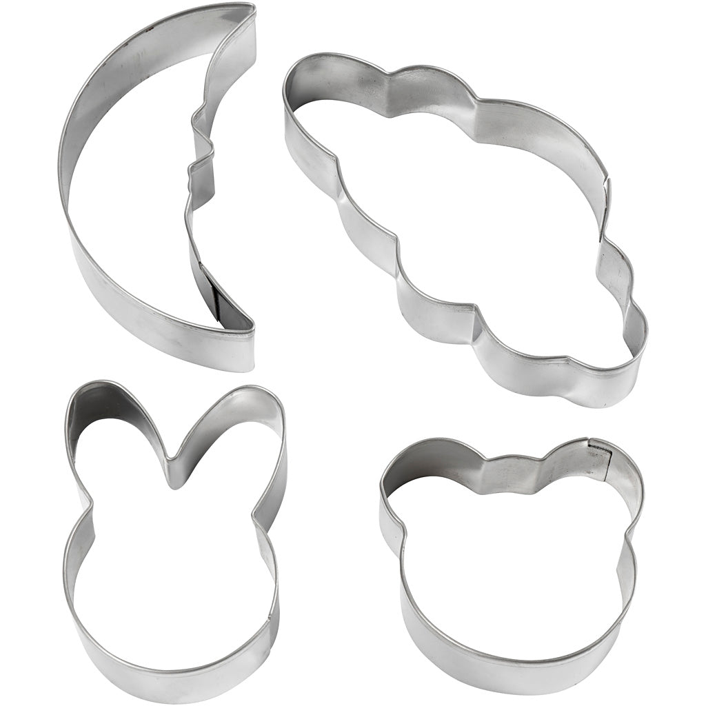 Creativ company cookie cutters, cloud, bunny, bear, ladybug, h: 10 cm, 4 pieces 1 box