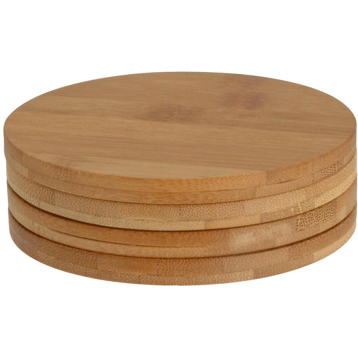 Excellent houseware housware round bamboo coasters 6.5 cm 4 pieces