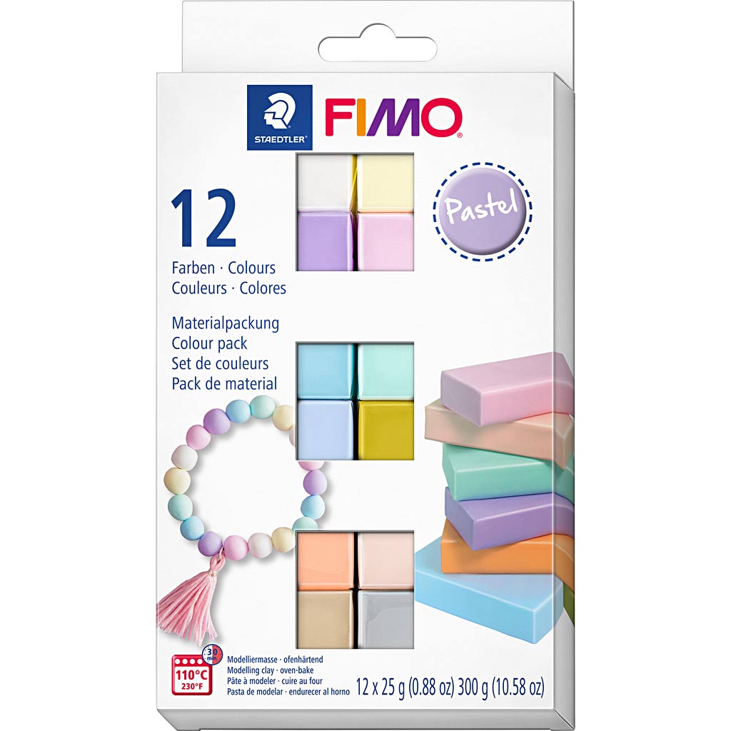 Fimo® soft, pastel colours, 12x25 gr 1 box