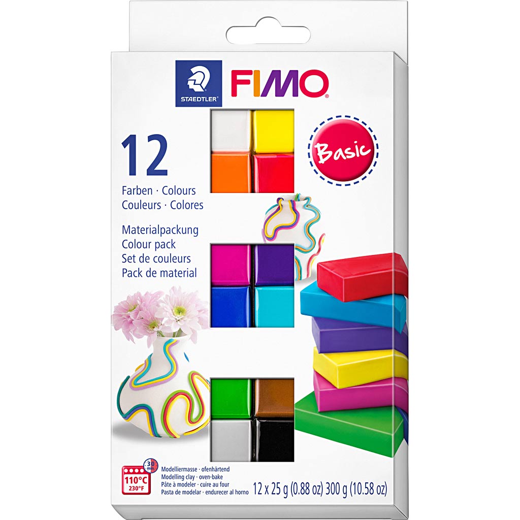 Fimo® soft, standard colours, 12x25 gr 1 box