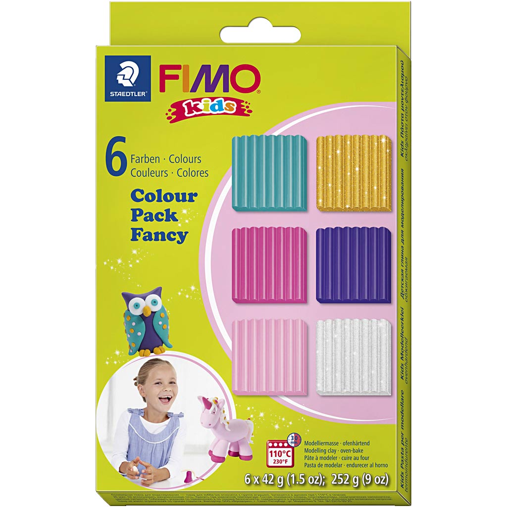 Fimo Kids Montering Clay Extra Colors, 6dlg.