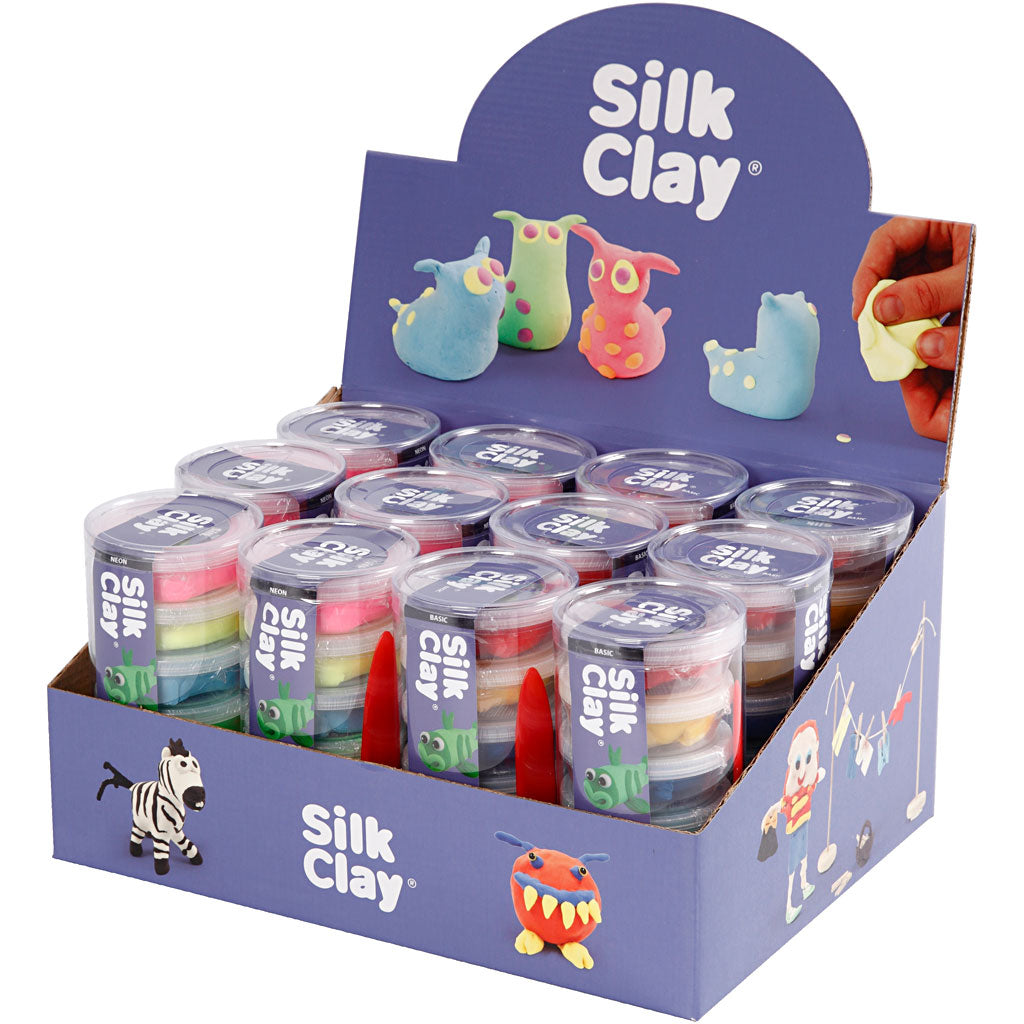 Silk clay ®, neon colors, standard colors, 12 sets 1 box