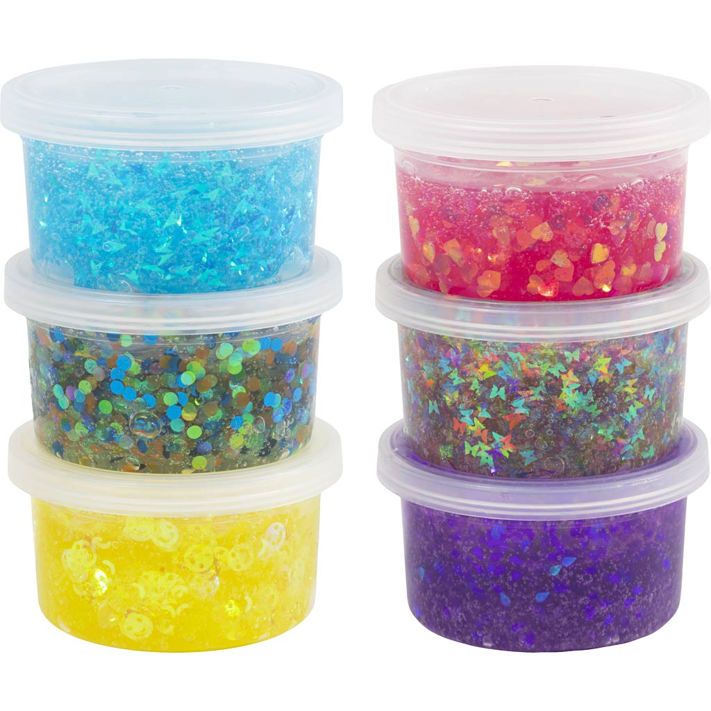 Creativ company sequin clay, blauw groen harmonie, paars roze harmonie, 6x60 gr 1 doos