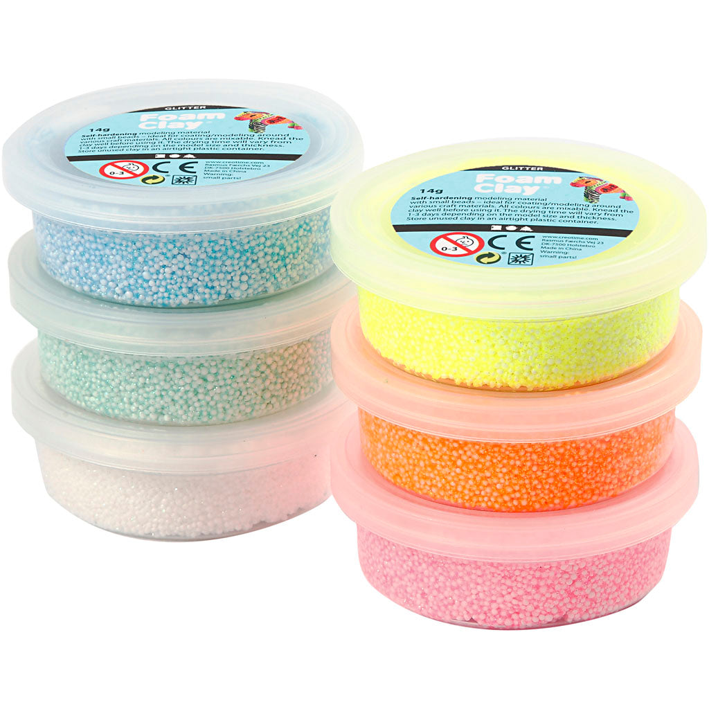 Skum Clay Pastel Colors Glitter, 6x14gr.