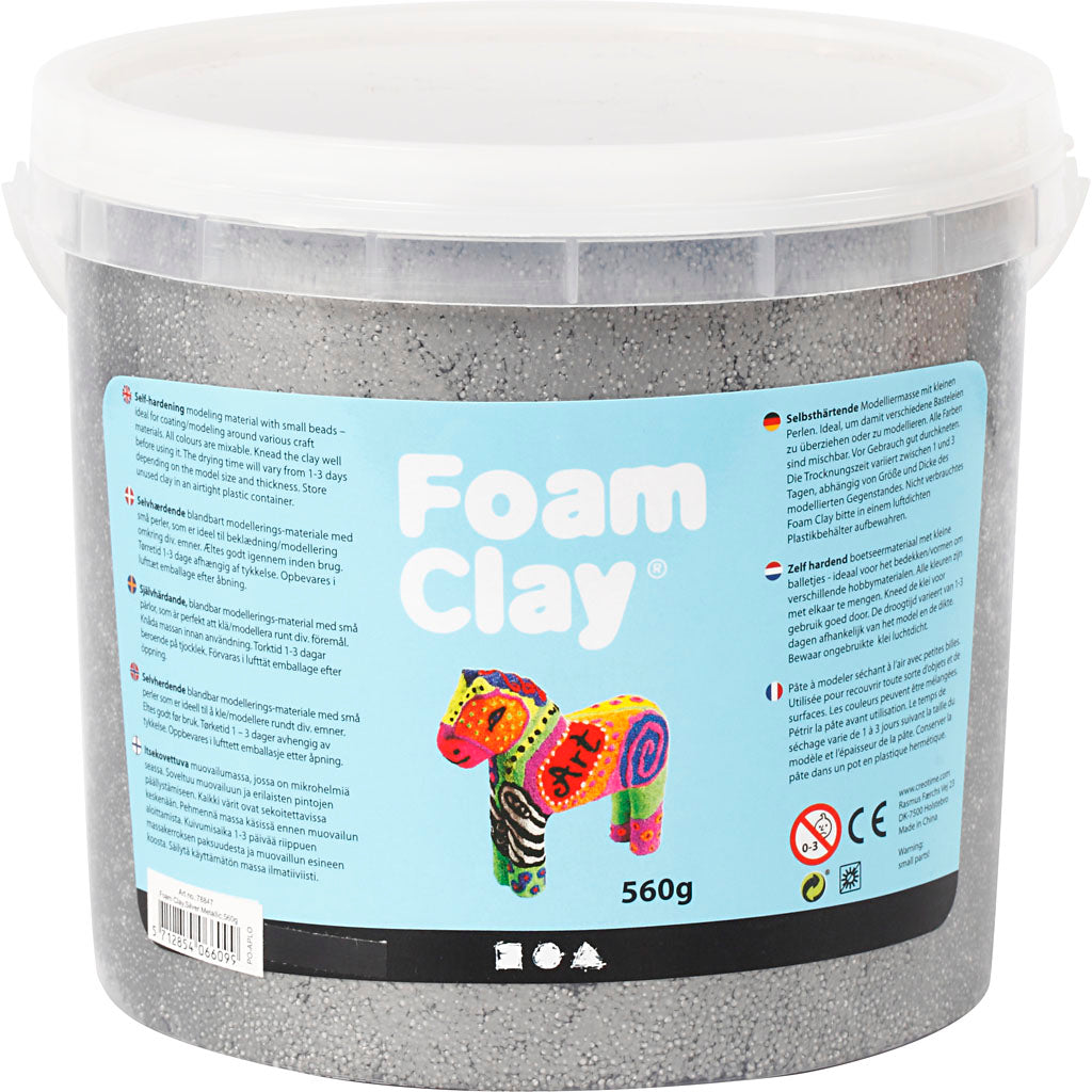 Foam clay ®, metallic, silver, 560 g 1 bucket