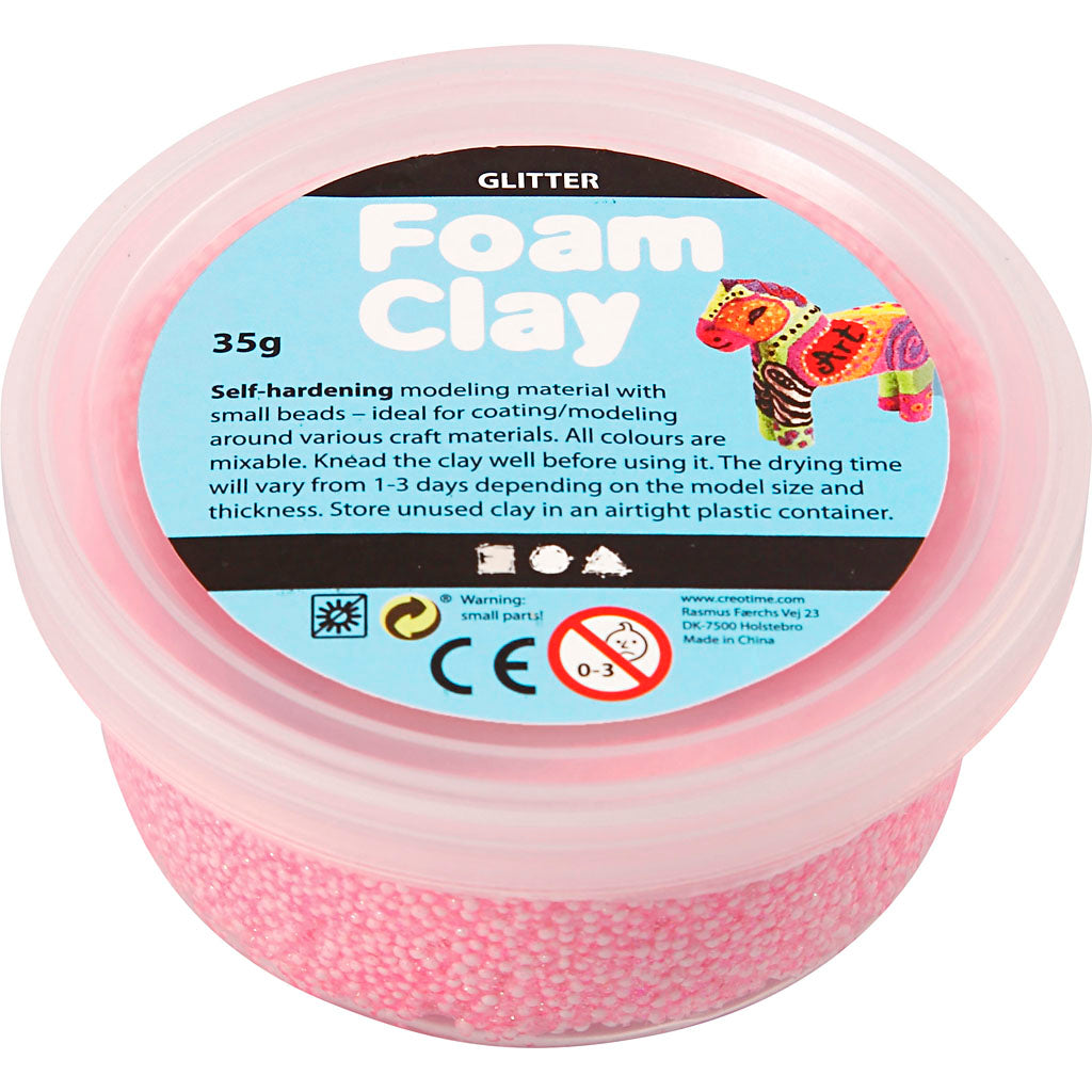 Foam clay®, glitter, light red, 35 gr 1 box