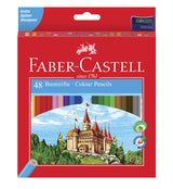 Farba Casetell FC-120148 faarweg Bläistëft Fereel CaXe Hexagonal Hexard Karton Camit Pouchel mat 48 Stécker