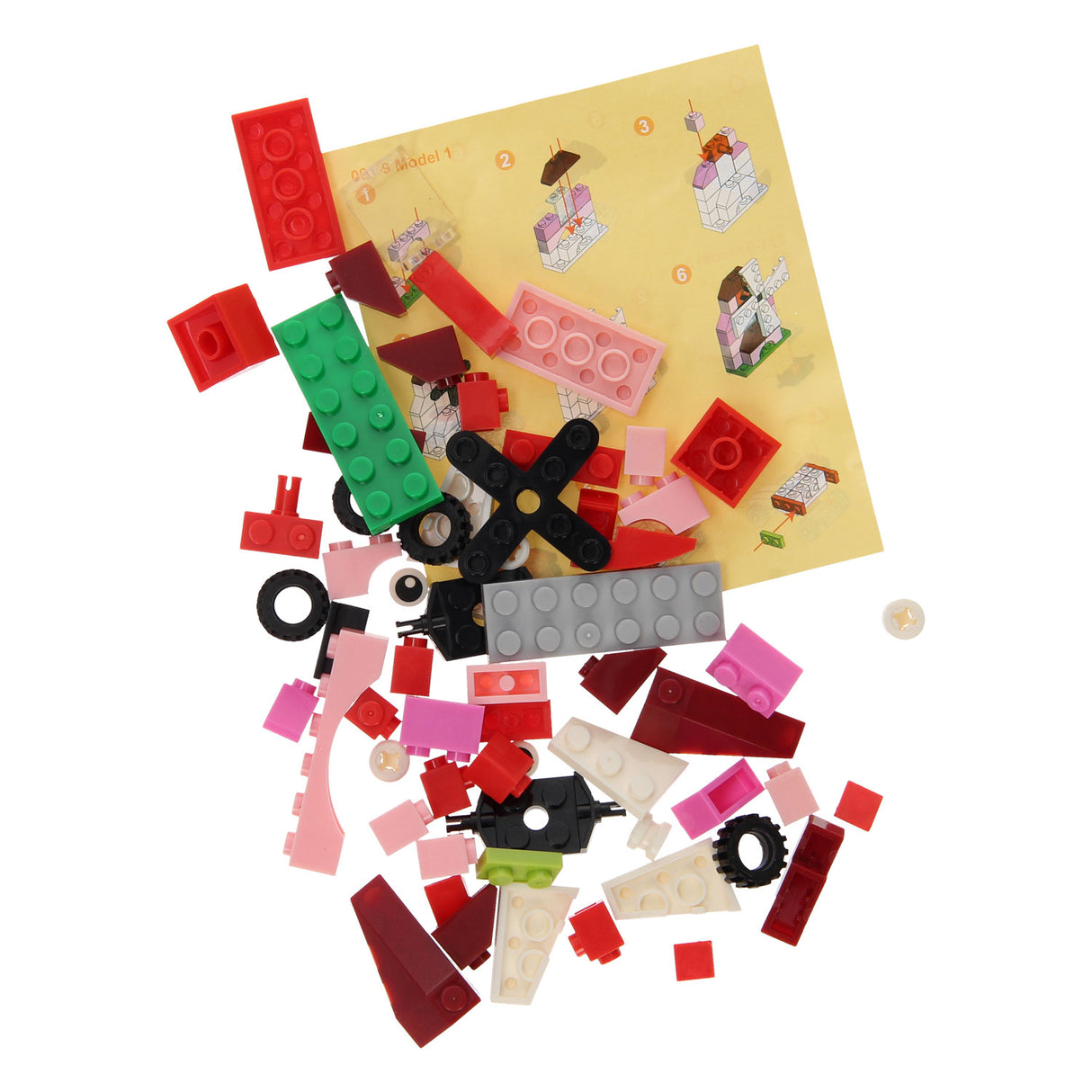 Building Blocks 3in1 Pink - Windmill, Crab, Racing Car, 61dlg.