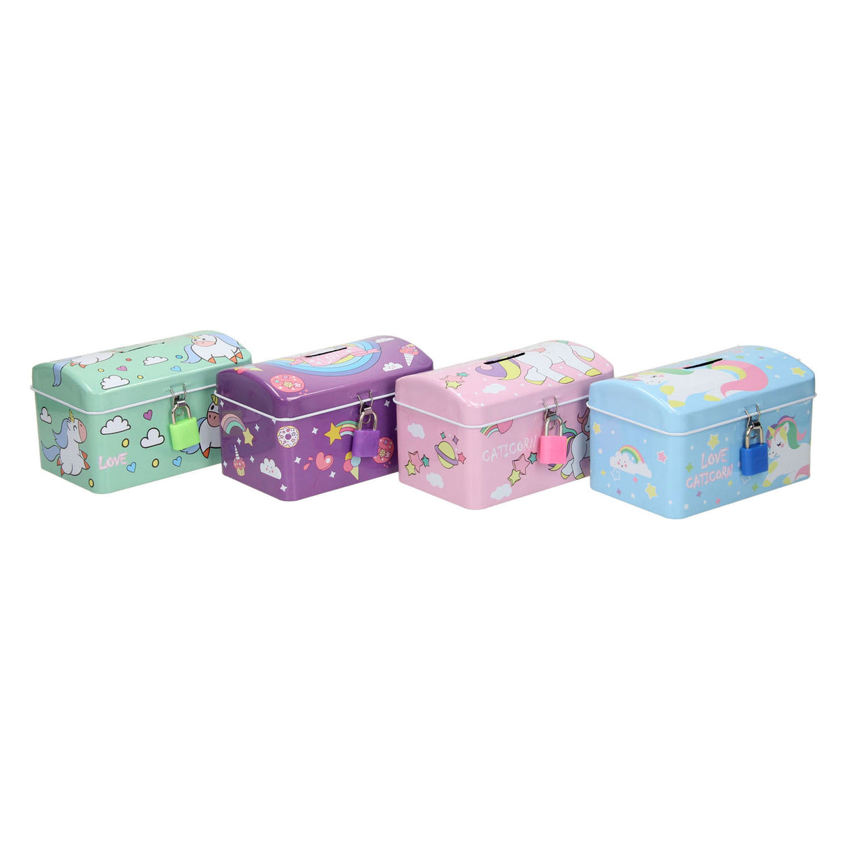 Money box with unicorn lock