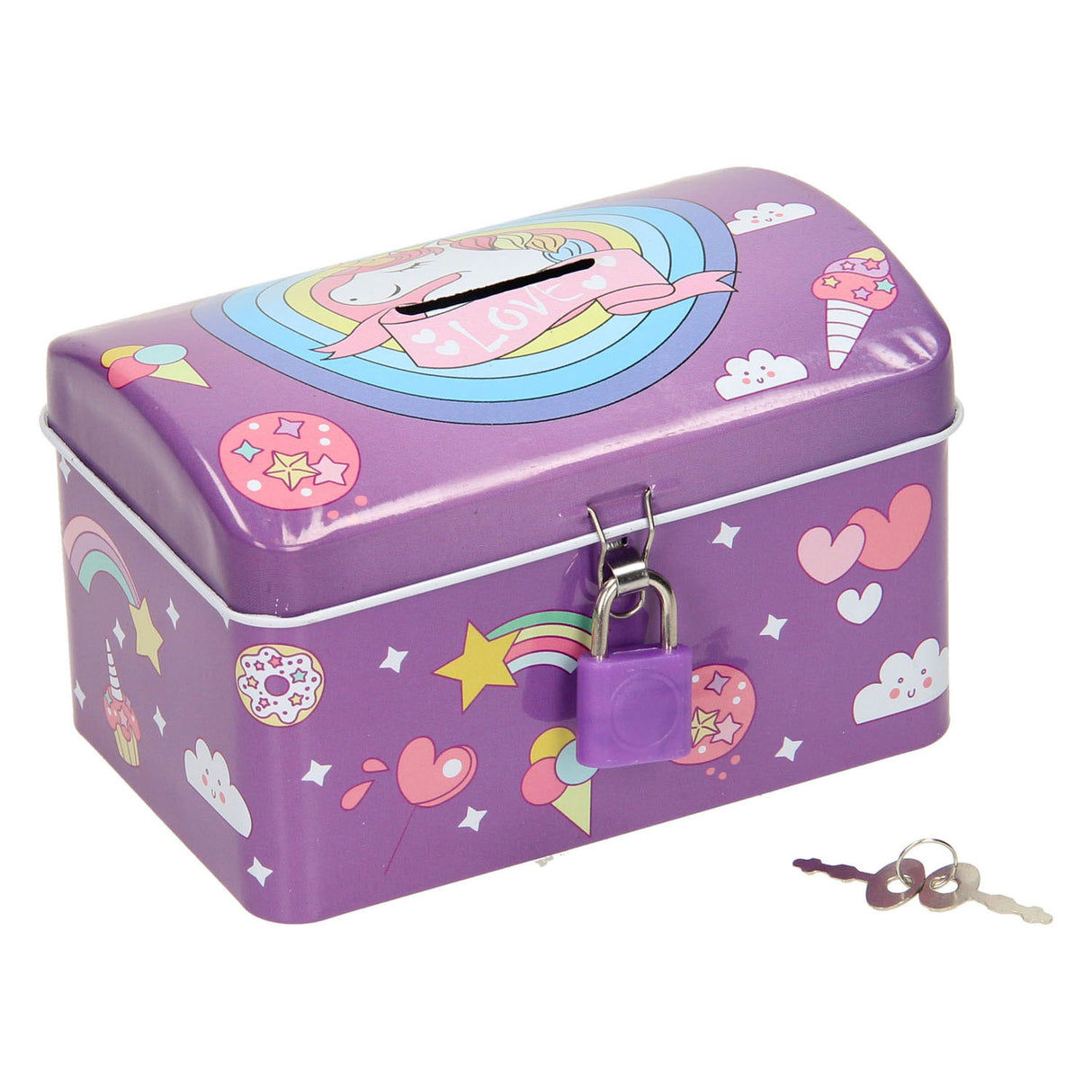 Money box with unicorn lock