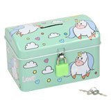 Money box with unicorn lock
