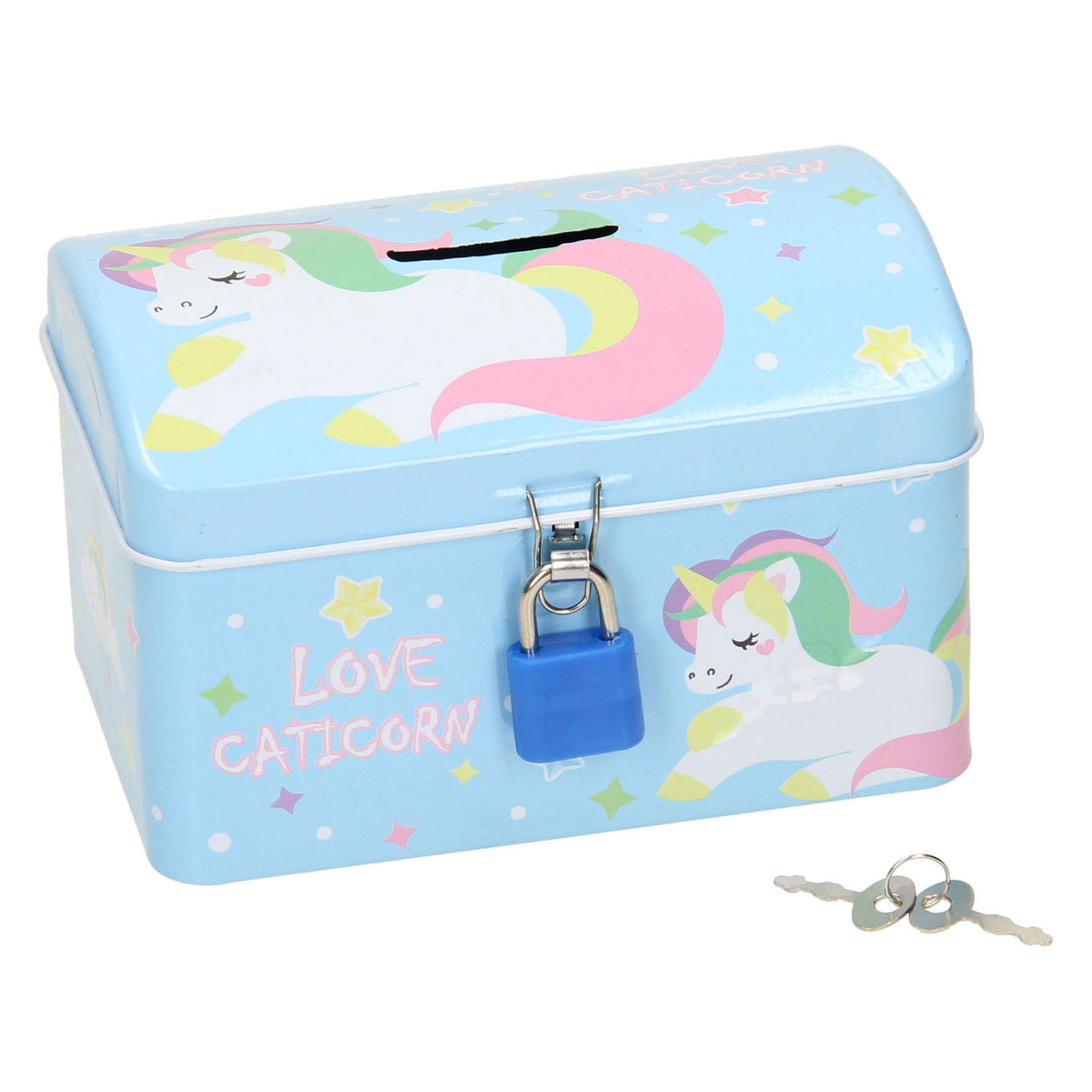 Money box with unicorn lock