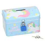 Money box with unicorn lock