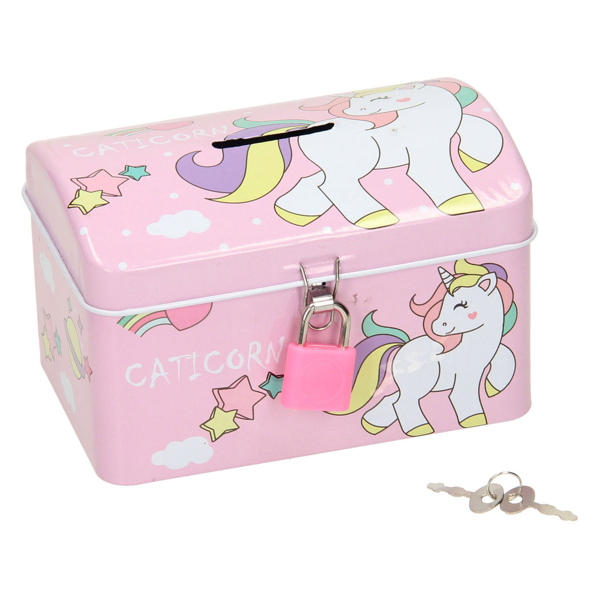 Money box with unicorn lock