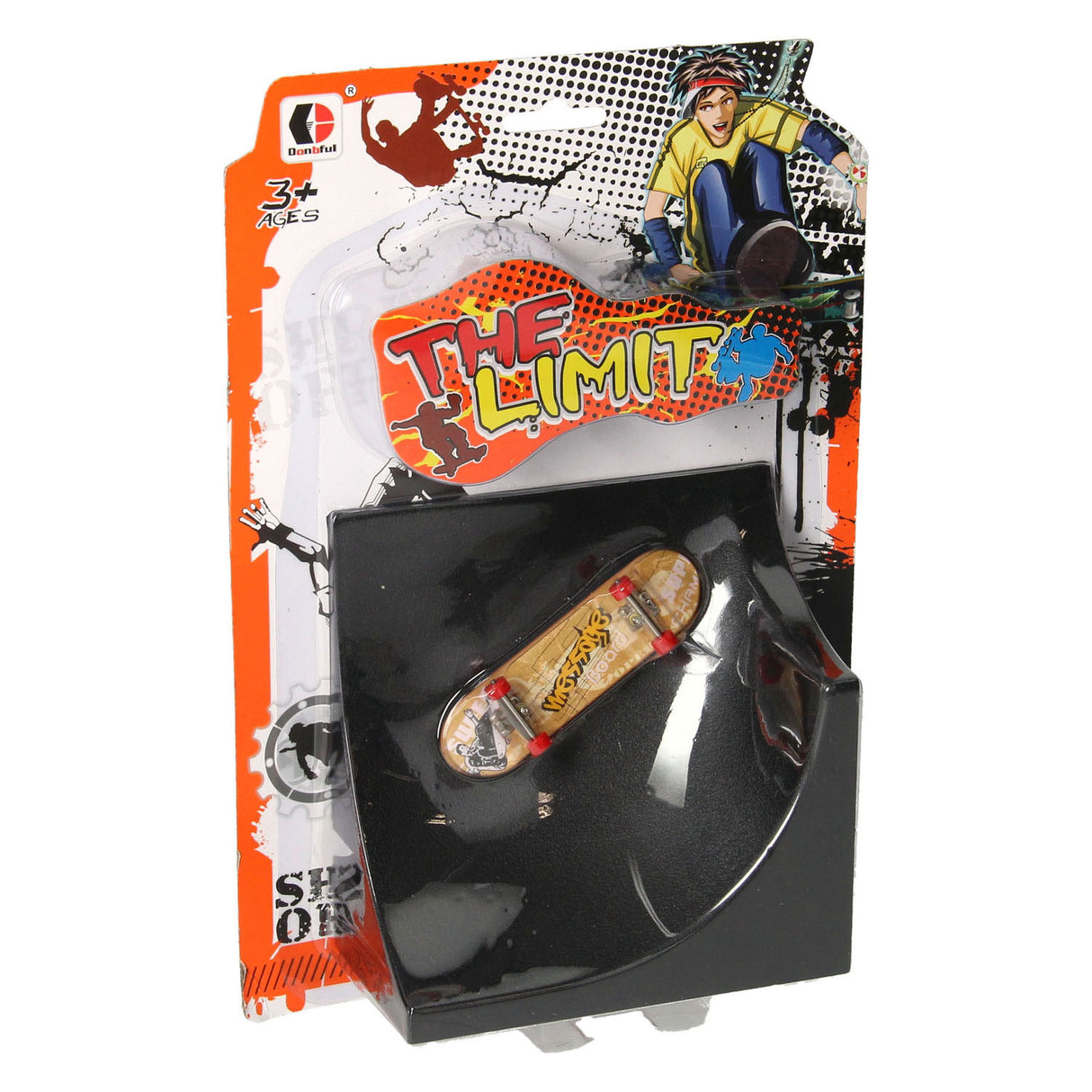 Finger skateboard with stunt ramp