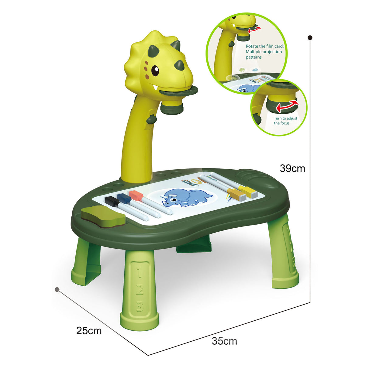 Drawing projection table dino, 34 pcs.
