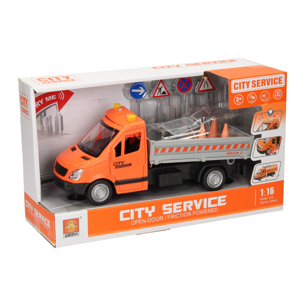 Sunkvežimių kelių darbai su šviesa ir garsu