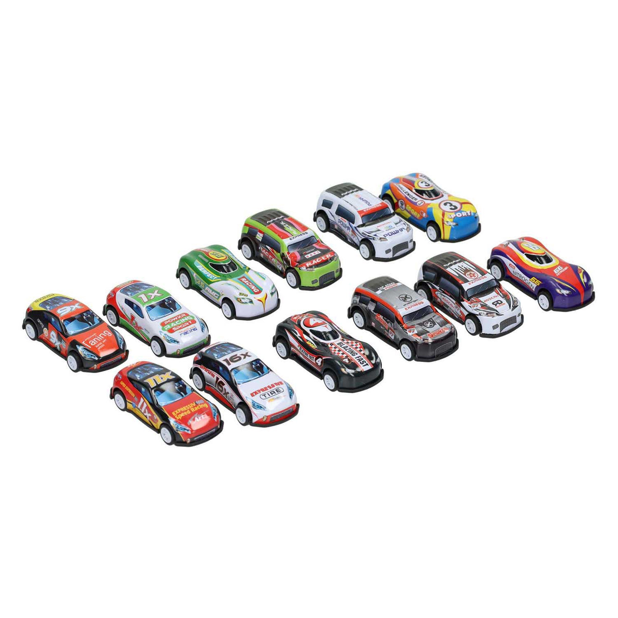 Super metal car pull back set - 12-pack