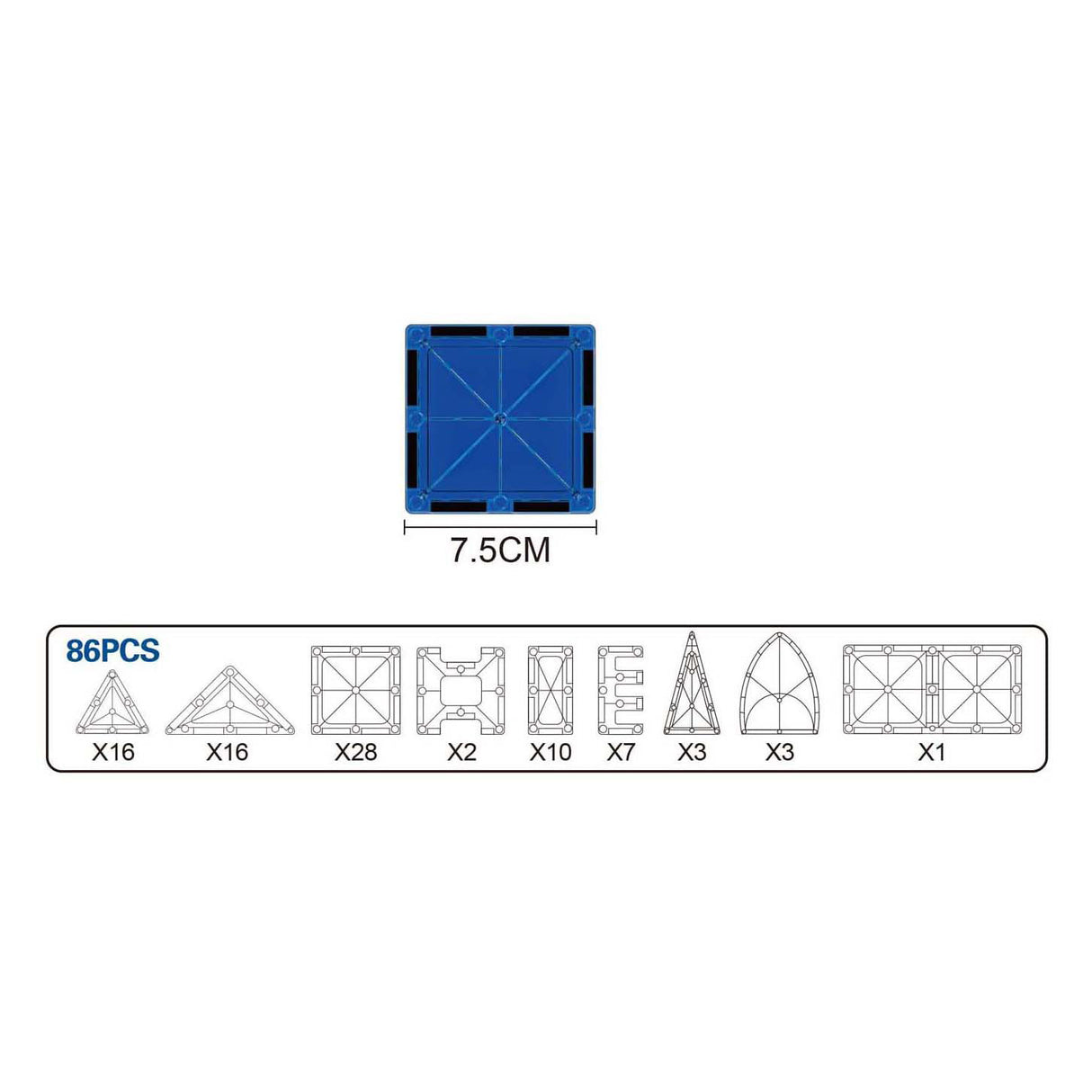 Magnetic panel construction kit - 86 pcs.