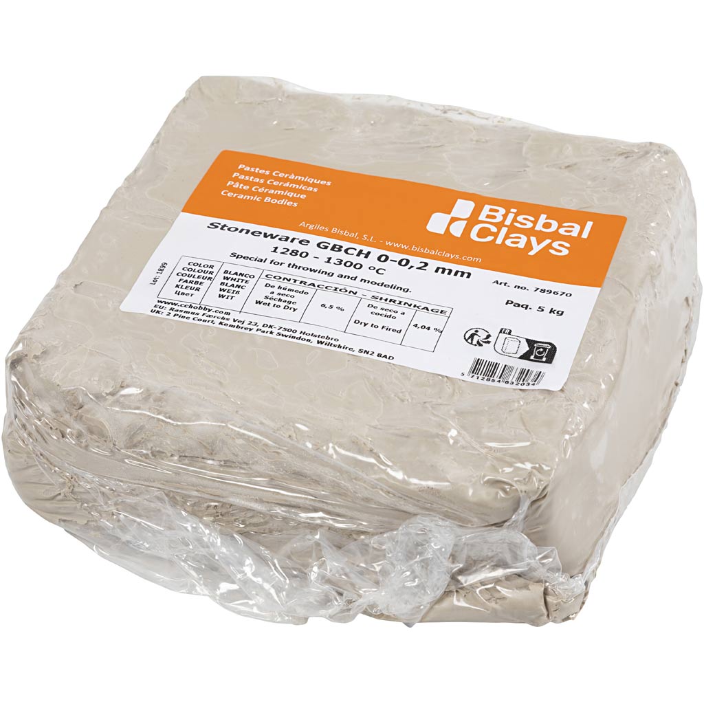 Stoneware klei, off-white, 5 kg 1 doos