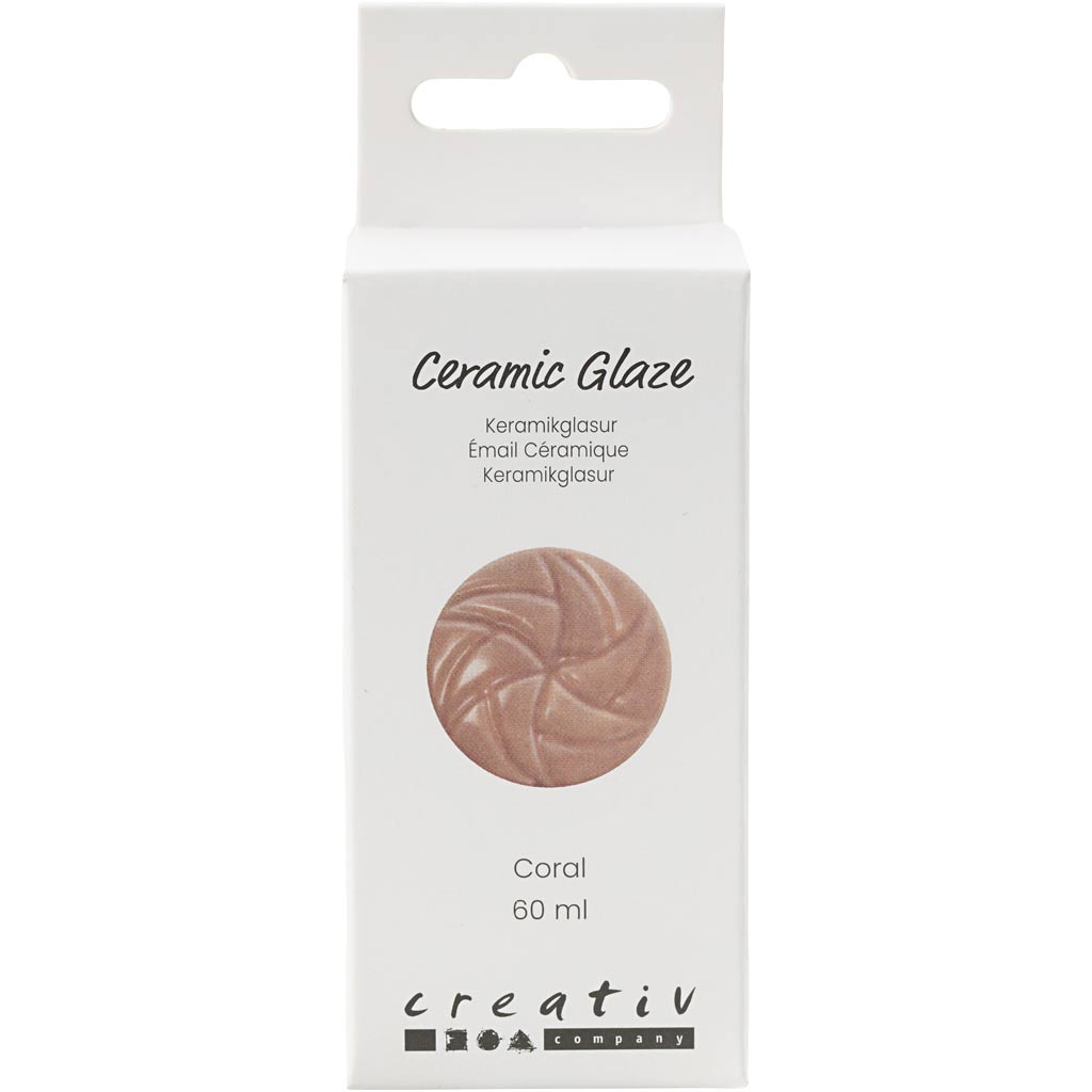 Creativ company ceramic glaze, 984-1101 °c, opaque, coral, 60 ml 1 bottle