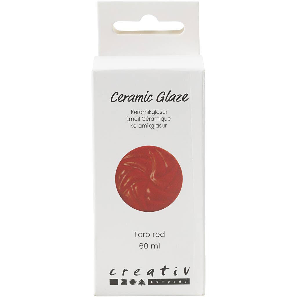 Creativ company keramiek glazuur, 984-1101 °c, dekkend, toro red, 60 ml 1 fles