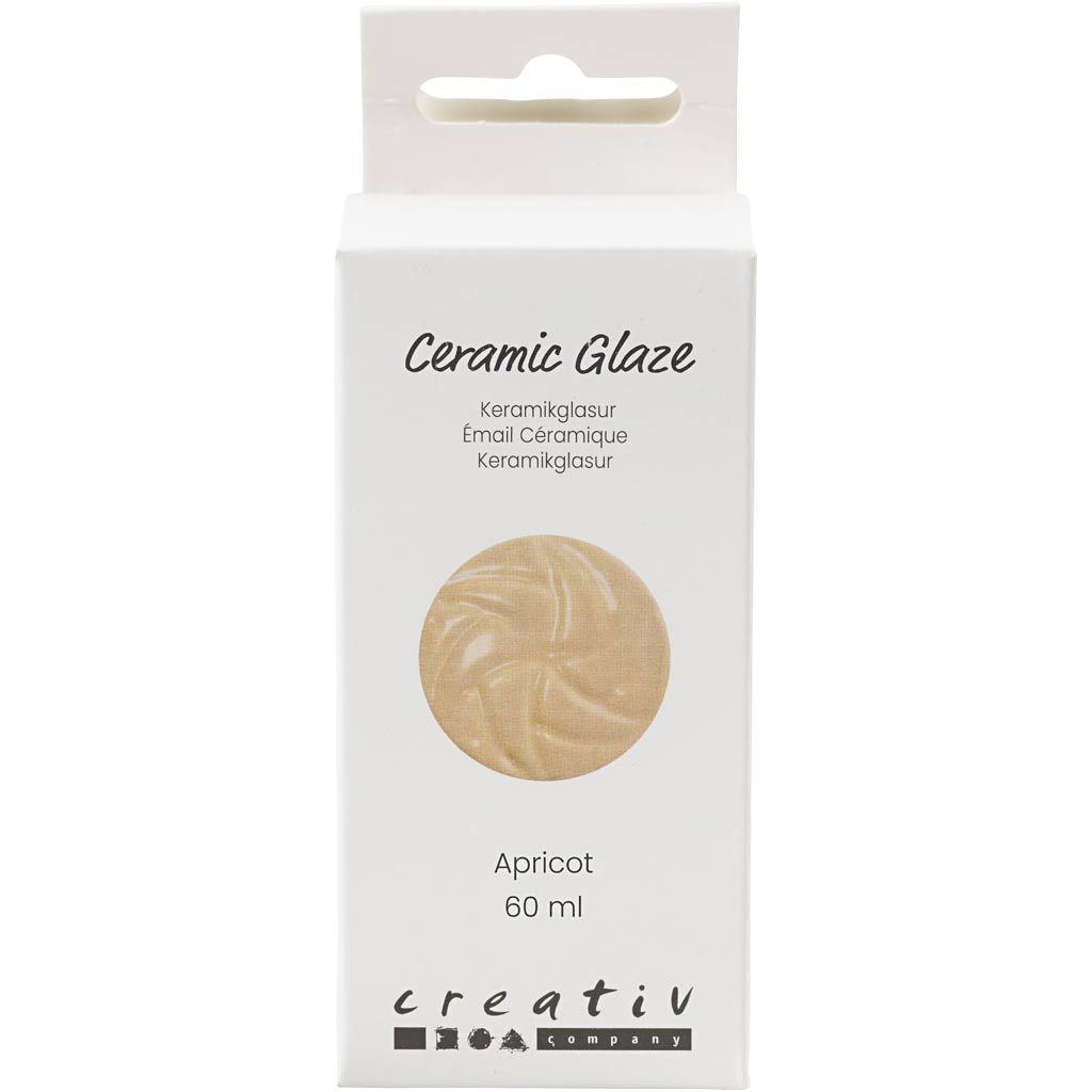 Creativ company keramiek glazuur, 984-1101 °c, dekkend, apricot, 60 ml 1 fles