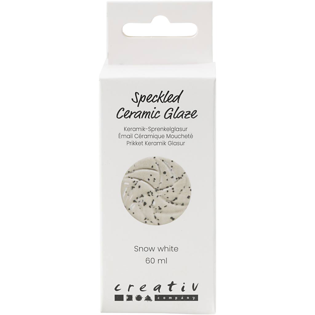 Creativ company gespikkeld keramiekglazuur, 999-1060 °c, dekkend, snow white, 60 ml 1 fles